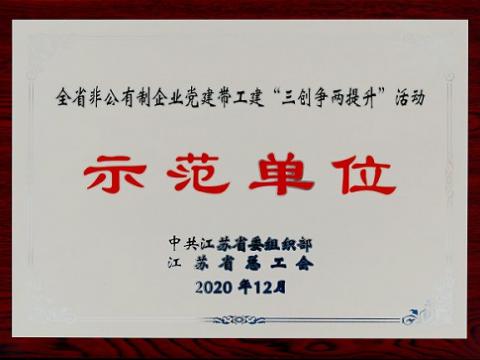 bti体育集团荣获全省非公有造企业党建带工建 “三创争两提升”活动示范单元